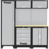 Mobilier d'atelier plan de travail en bois 3 éléments avec panneau perforé
