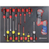 Module mousse 530 x 395 mm carbone tournevis et clés coudées 31 pièces