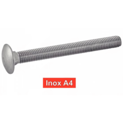 Vis à métaux tête ronde collet carré Inox A4 DIN 603 ISO 8677