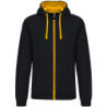 Sweat-shirt zippé K466 Kariban capuche contrastée Noir et Jaune