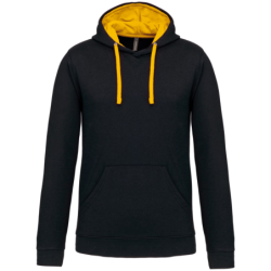 Sweat shirt à capuche 80% coton 20% polyester Noir et Jaune