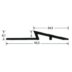 Mini rampe percée pour sols LVT - Alu incolore - hauteur 5 mm longueur 2.70 m