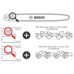 Chaine pour tronçonneuse 40 cm, épaisseur 1,1 mm, pitch 3/8