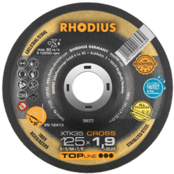Disque à tronçonner et meuler acier inox XTK35 Cross Rhodius 125 x 1.9 x 22.23 mm