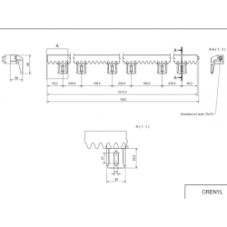 Crémaillère en nylon renforcée 6 attaches basses 1 métre