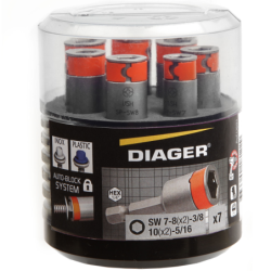 Coffret 7 douilles power SW avec bille Diager Attachement DIN 3126 E 6,3