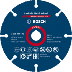 Disque à tronçonner Expert Carbide Multi Wheel Bosch épaisseur 1mm 76mm 10mm
