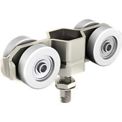 Monture avec armature Inox avec 4 galets bandage Nylon sur roulement à billes axe M10