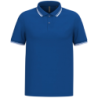 Polo homme manches courtes à liserés contrastés bleu royal et blanc