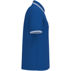 Polo homme manches courtes à liserés contrastés bleu royal et blanc