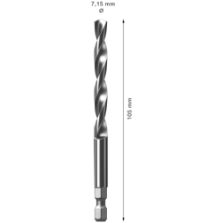 Foret de centrage Plus HSS-G Bosch bois et métal diamètre 7.15 mm longueur 105 mm