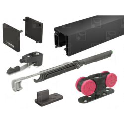 Ensemble SAF SLIM pour porte intérieure coulissante de 83 cm capacité 80 kg Alu brossé