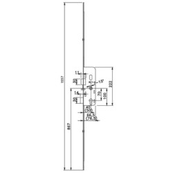 Crémone serrure têtière 18 mm axe 40 mm, coffre de 222 x 67 mm - Trimatic ajustable