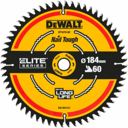 Lame de scie circulaire pour bois Carbure ELITE DEWALT Ø184x16mm - 60 dents