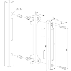 Gâche pour serrure encastrée réversible LOCINOX