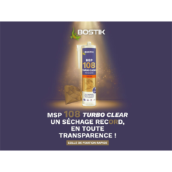 Mastic colle polymère MSP 108 TURBO CLEAR en cartouche de 290 ml transparent