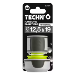 Raccord rapide universel pour tuyau arrosage - Ø 12,5 à 19 mm - Plastique bi-matière noir