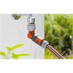 Nez de robinet coudé et articulé - Raccord anti-torsion tuyau - Filetage 20/27 ou 26/34 - Gardena