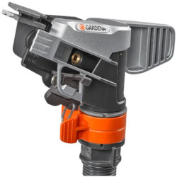 Arroseur canon sur traîneau Premium Gardena - Tête d'arrosage précise laiton - Portée 5-12,5 m