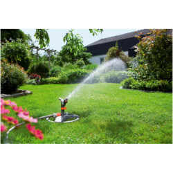 Arroseur canon sur traîneau Premium Gardena - Tête d'arrosage précise laiton - Portée 5-12,5 m