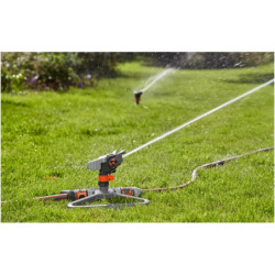 Arroseur canon sur traîneau Premium Gardena - Tête d'arrosage précise laiton - Portée 5-12,5 m
