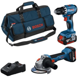 Pack Bosch perceuse visseuse GSR 185-LI + meuleuse GWS 18V-8 125 et 2 batteries 18V 4Ah