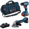 Pack Bosch perceuse visseuse GSR 185-LI + meuleuse GWS 18V-8 125 et 2 batteries 18V 4Ah