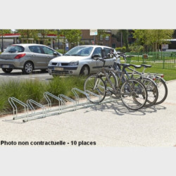 Râtelier de 10 vélos côte à côte 2 niveaux haut bas