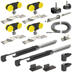 Garniture SAF80A avec système de synchronisation pour porte intérieure coulissante capacité 80kg sans rail