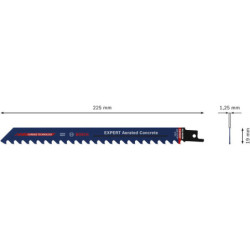 Lame scie sabre EXPERT Carbure S1141HM pour béton cellulaire longueur 225mm