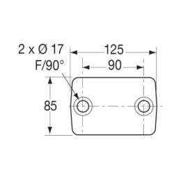 Chape mixte d'attelage 3,5T avec axe à boule 2 trous 17mm entraxe 90mm