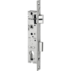 Serrure à encastrer 1 point pour porte métallique entraxe 92 mm pêne dormant et 1/2 tour