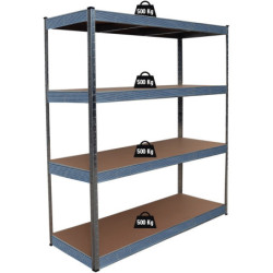 Etagère bois et acier 4 tablettes capacité 2000 Kg 1500x600x1800mm