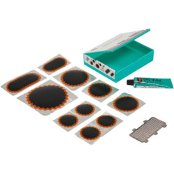 Kit de réparation pour chambre à air VL/VU - boîte de 10 rustines avec colle et râpe