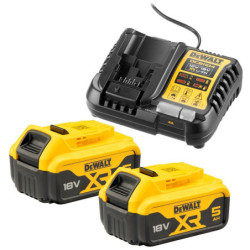 Kit de 2 batteries XR 18V 5 Ah Li-Ion et 1 chargeur XR Dewalt DCB1104