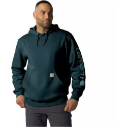 Sweat homme Sleeve Logo à capuche non zippé bleu sarcelle
