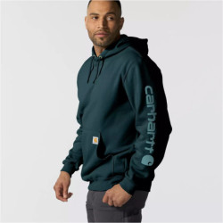 Sweat homme Sleeve Logo à capuche non zippé bleu sarcelle