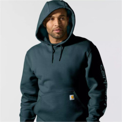Sweat homme Sleeve Logo à capuche non zippé bleu sarcelle