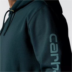 Sweat homme Sleeve Logo à capuche non zippé bleu sarcelle