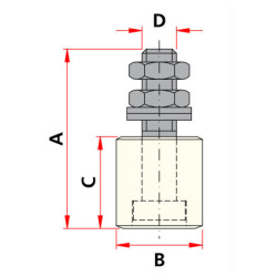 Guide olive sans platine dimensions 40 x 60 mm M16 longueur total 110 mm