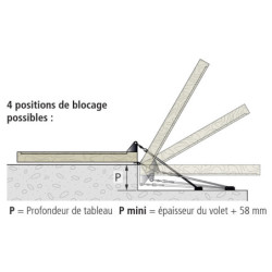 Arrêt de volet battant standard pour profondeur de tableau intérieure à 300 mm