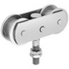 Monture pivotante réglable en hauteur galets acier vis M14 pour porte de 75 kg