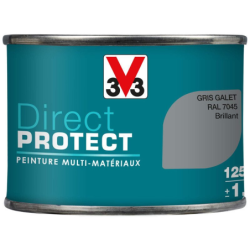 Peinture extérieure spécial fer Direct Protect brillante Gris galet 250ml