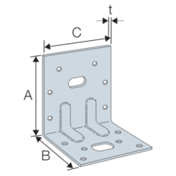 Équerre renforcée E5 A angle 135° 65x75x48 mm épaisseur 1.5 mm