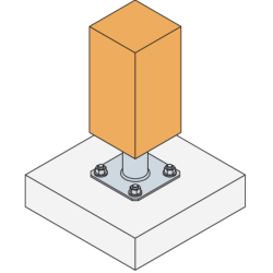 Pied de poteau fixe prêt à fixer hauteur 150 mm