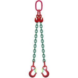 Elingue chaîne 2 brins grade 80 réglable à 2 crochets standards 8 mm 2.7m
