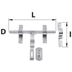 Verrou vervelle avec patte et porte cadenas diamètre 16 mm