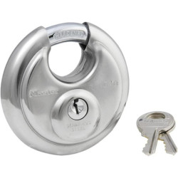 Cadenas disque anse rétractable en acier boîtier inox avec clé 501
