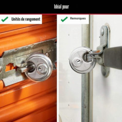 Cadenas disque anse rétractable en acier boîtier inox avec clé 501