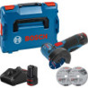 Meuleuse angulaire Bosch GWS 12V-76 en coffret L-Boxx avec 2 batteries 12V 3Ah et chargeur